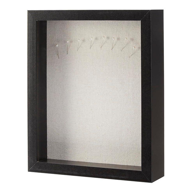 Amazon Basics 8" x 10" Rectangular Shadow Box Wood Frame for Photos, Art, and Memorabilia, Black, Tabletop Display