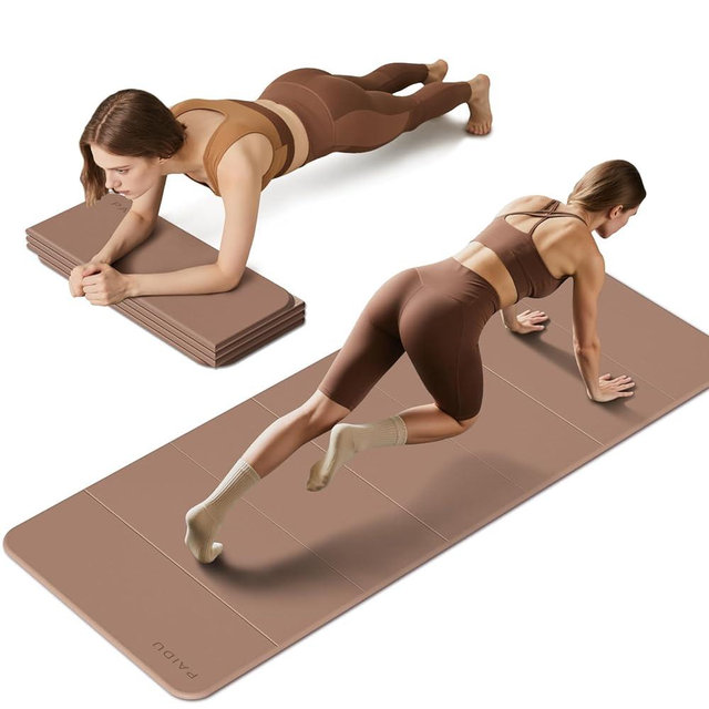 PAIDU Foldable Fitness Yoga Mat | 2/5" (10MM) Extra Thick | SGS Certified Non-Slip TPE | 75x26" Extra Long-Wide | Portable & Easy Store | for Yoga, Pilates, Home Gym & Full-Body Workouts