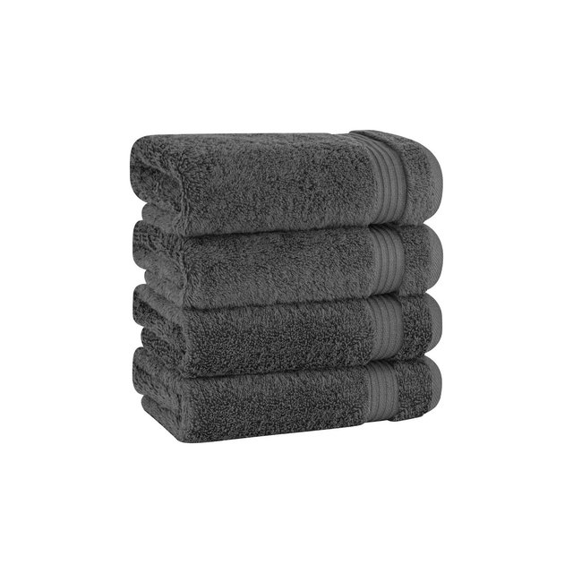 American Soft Linen Bekos 4 Pack Hand Towel Set, 100% Cotton Hand Towels for Bathroom, Dark Gray