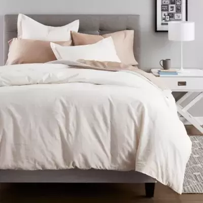 Nestwell™ Pinstripe Cotton Linen 3-Piece King Comforter Set in White/Black
