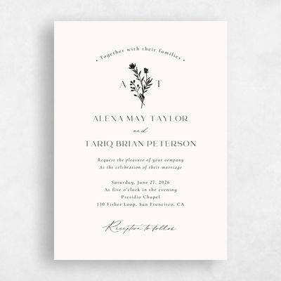 Beige Wedding Invitation - Hazel Portrait