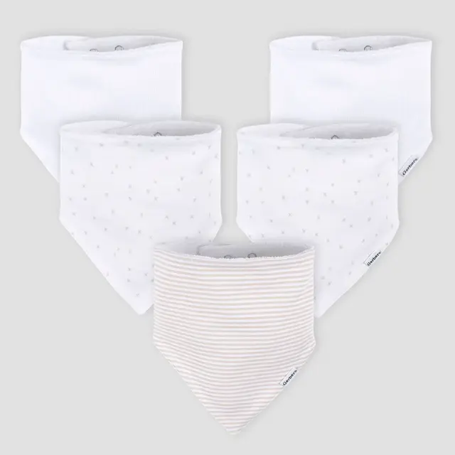 Gerber Baby 5pk Bandana Bib - White