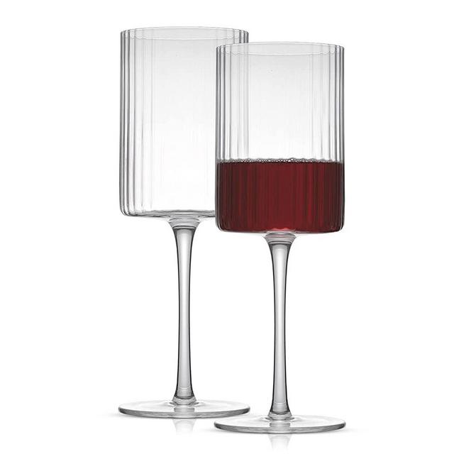 JoyJolt Fluted Wine Glasses – ELLE 17.5oz Red Wine Glasses Set of 2 Big Long Stem Wine Glasses. Unique, Stemmed Red Wine Glass or Cocktail Glasses. Vintage Style Drinking Glasses