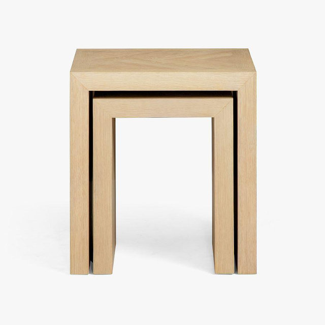 Blair Herringbone Square Nesting Side Tables, Shoreline