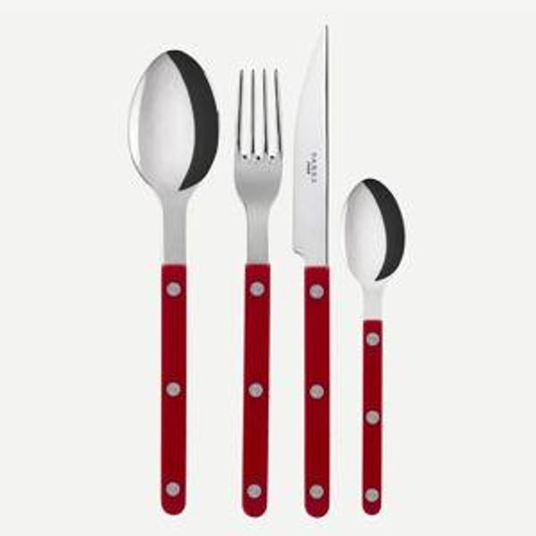4 Piece Sabre Paris Bistrot Flatware in Burgundy