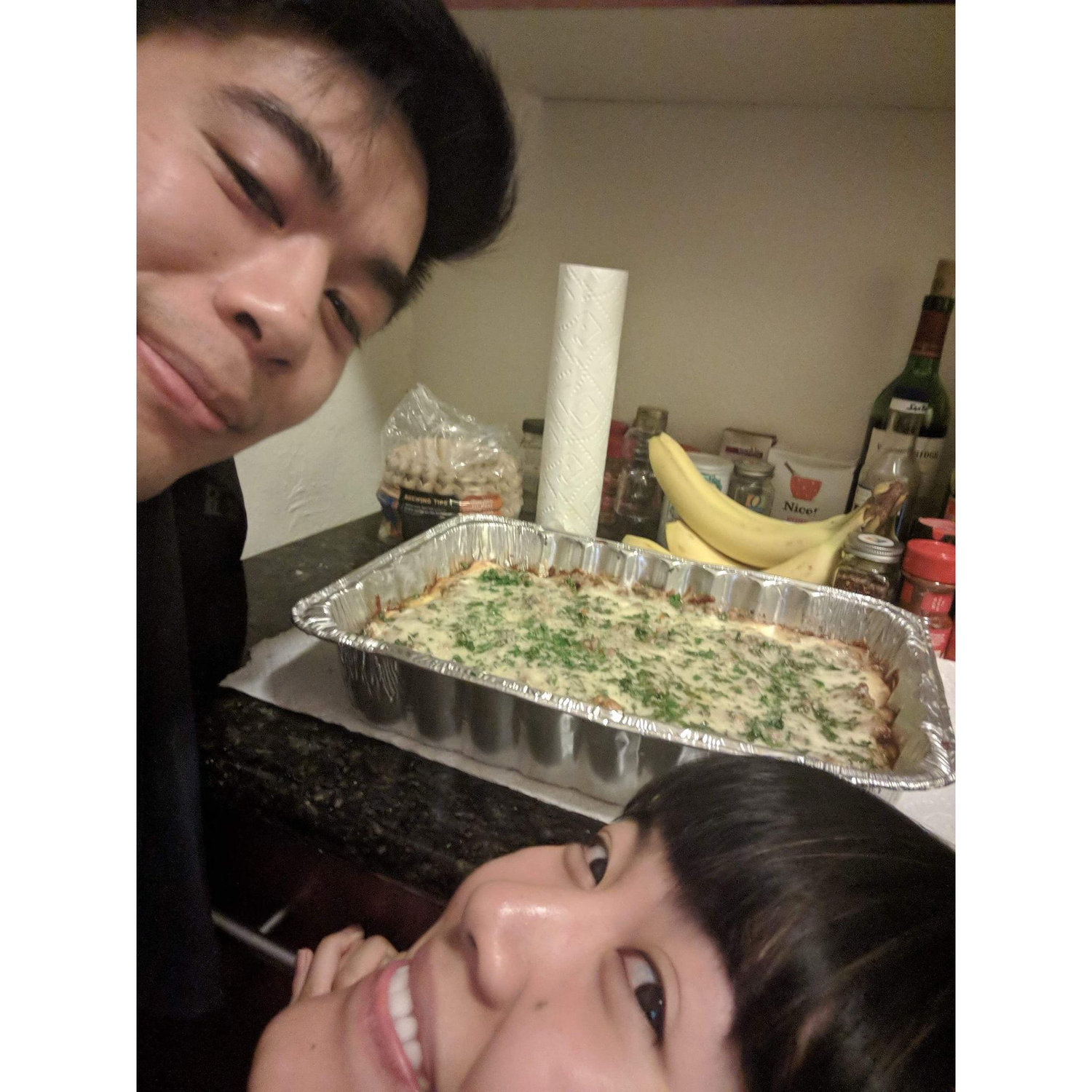 Our first lasagne together.