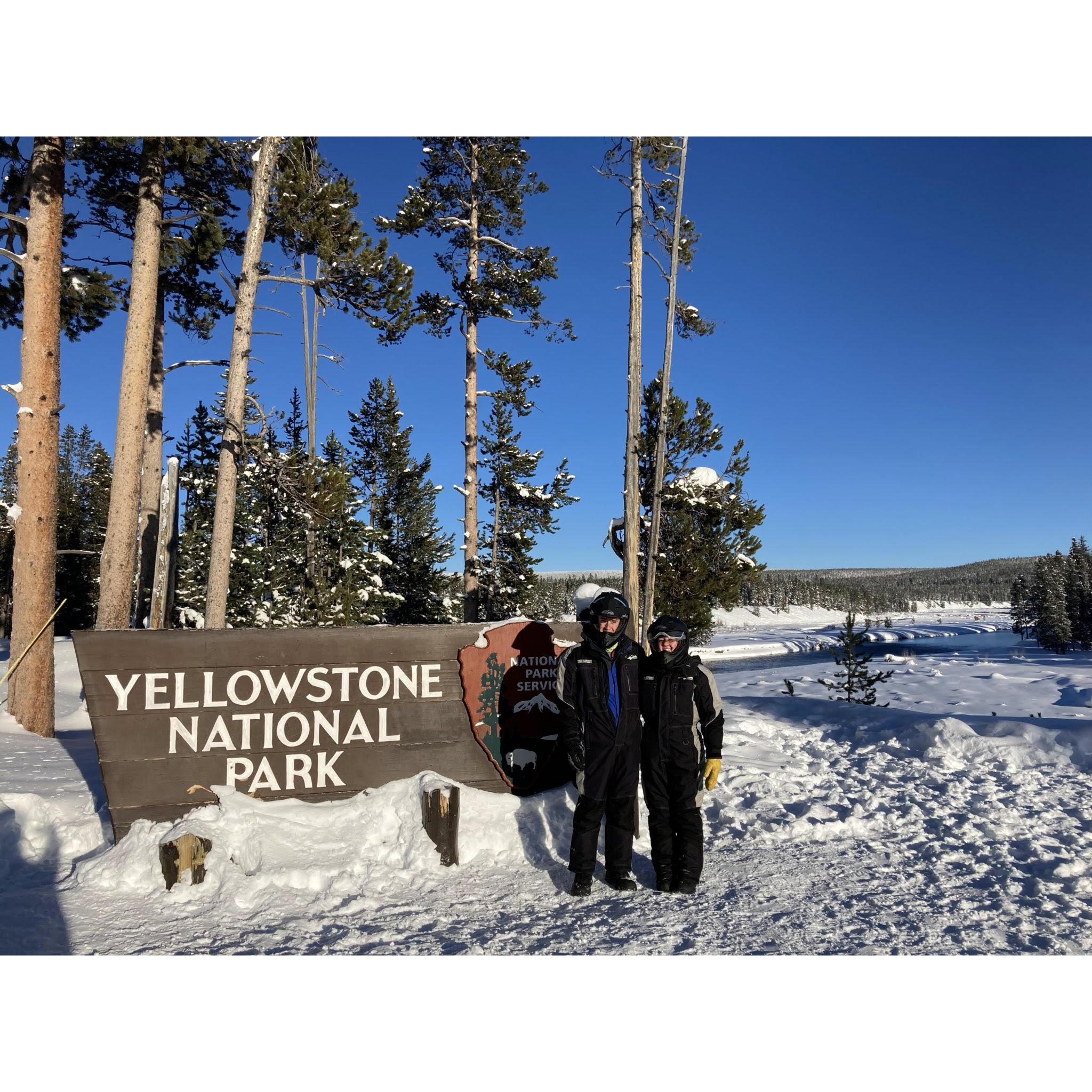 One highlight of our trip to Wyoming was our snowmobile tour of Yellowstone National Park. We saw bison, Old Faithful, eagles, and wolf prints in the snow!