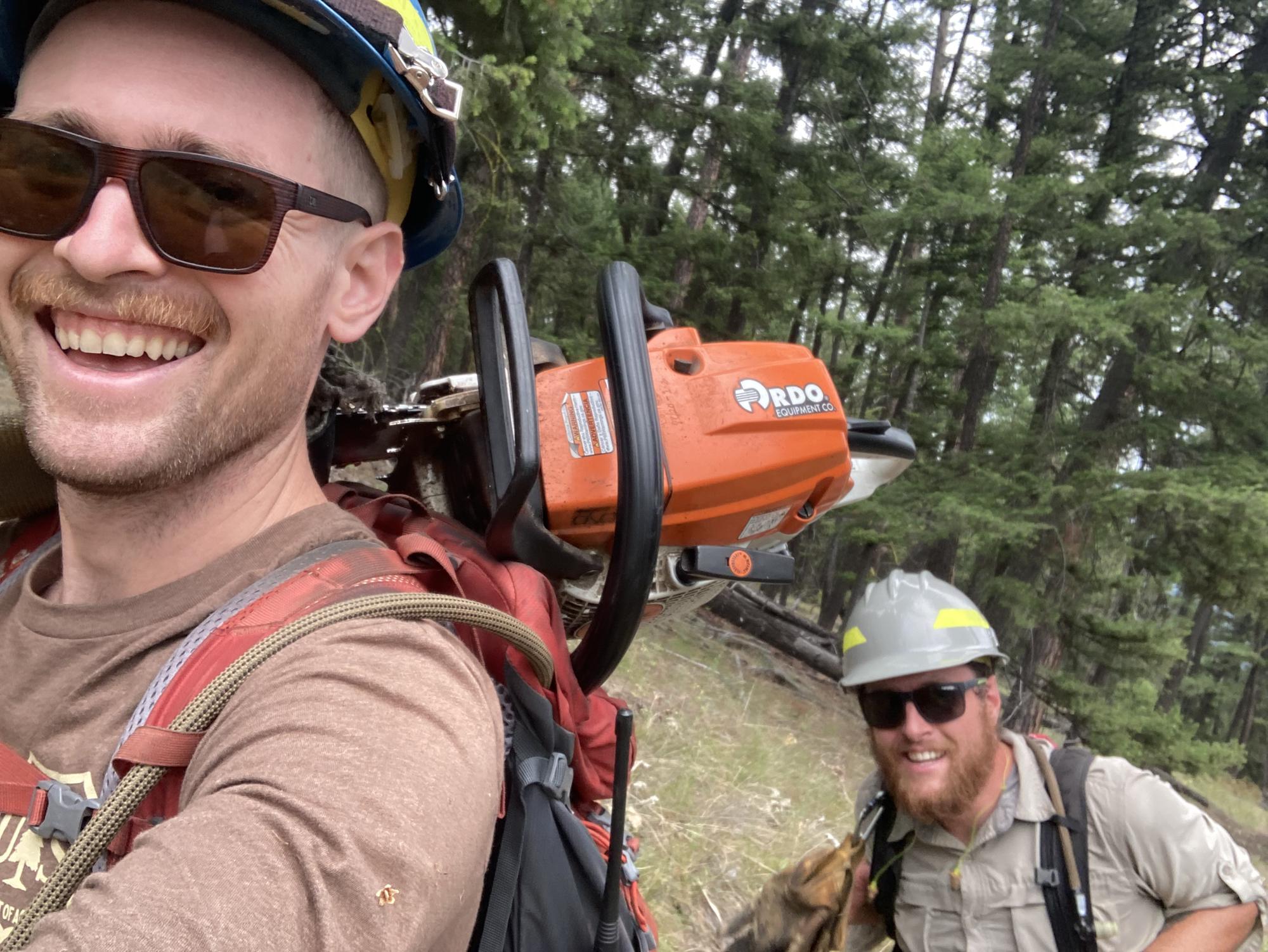 Conrad and friend Nick hard at work