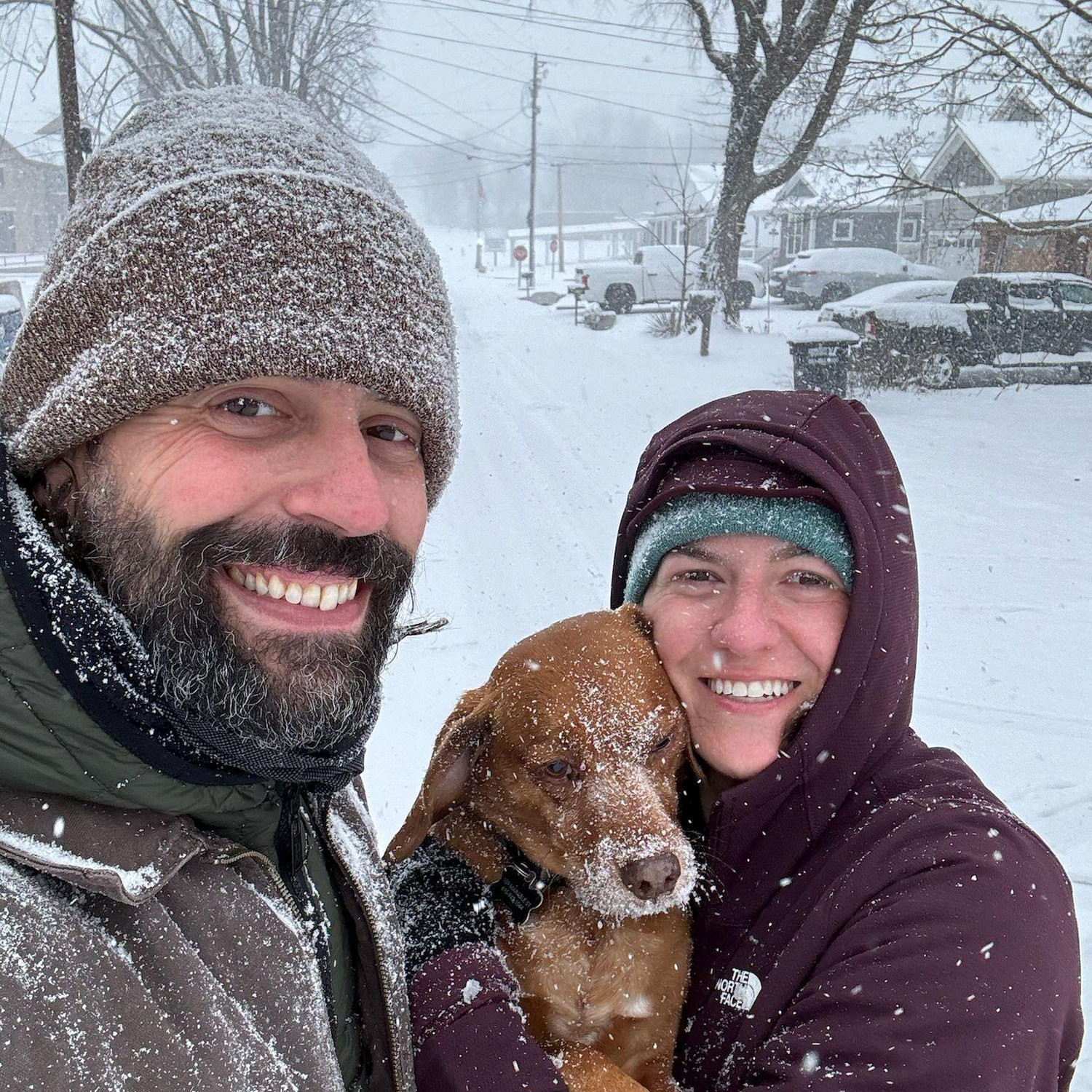 We all LOVE a snow day (Spooner just hasn't yet mastered smiling on command)