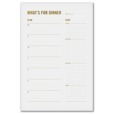 “What’s for Dinner?” Meal Prep & Planning Notepad with Tear Off Grocery List - 50 Sheets, 6” x 9”, Magnetic, for Refrigerator Use, Kitchen and Home