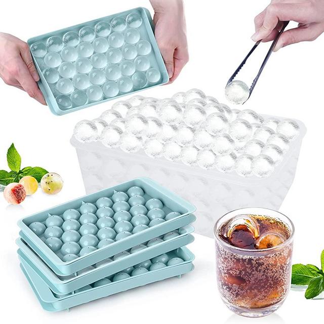 SKYCARPER Ice Cube Molds - Silicone Combo Trays - Sphere Ice Mold Ball Maker with Lid & Large Square Tray - Set of 2, Size: 2pc, Black