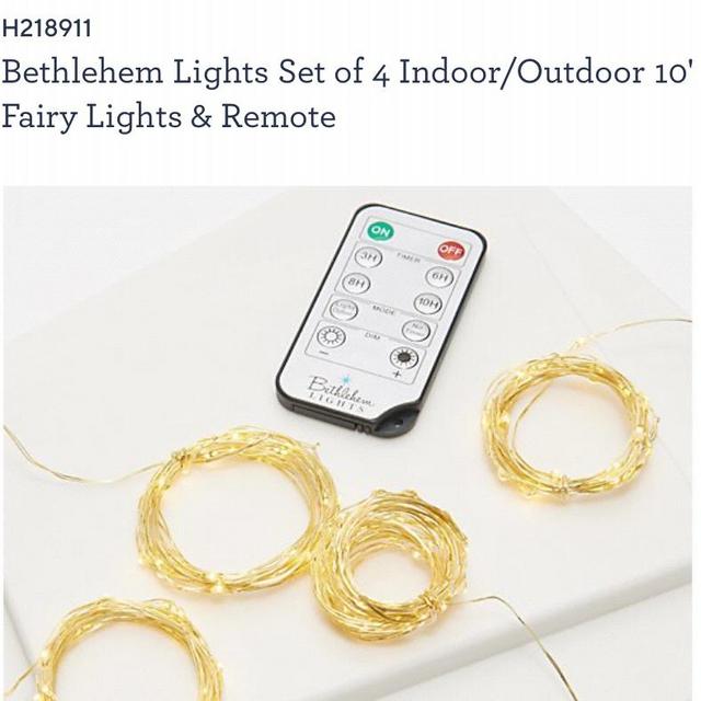 Bethlehem Lights Set of 4 Indoor/Outdoor 10' Fairy Lights & Remote