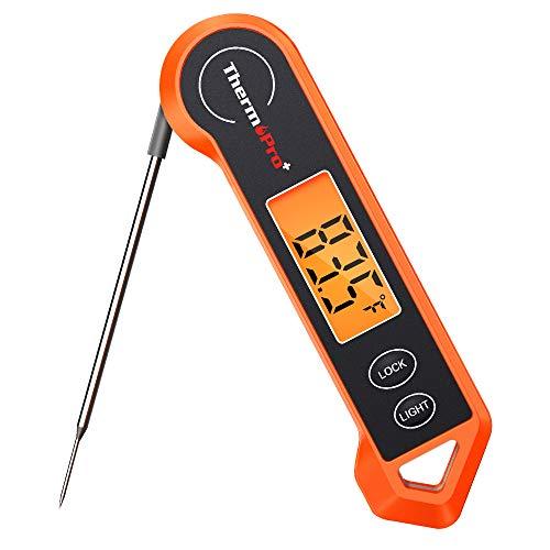 ThermoPro Digital Instant Read Meat Thermometer for Grilling Waterproof Kitchen Cooking Food Thermometer with Ambidextrous Backlit for BBQ Grill Smoker Oil Fry Candy Thermometer