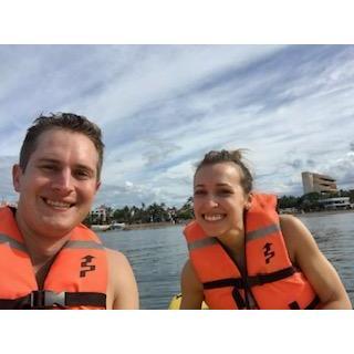 Kayaking on our infamous trip to Mexico where this was truly the only sunny moment and Eric had a 102 fever. (2020)