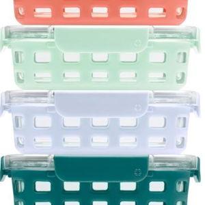 Ello Duraglass 3.4 Cup Meal Prep Sets 10Pc, 5 Pack Set- Glass Food Storage Container with Silicone Sleeve and Airtight BPA-Free Plastic Lids, Dishwasher, Microwave, and Freezer Safe, Melon