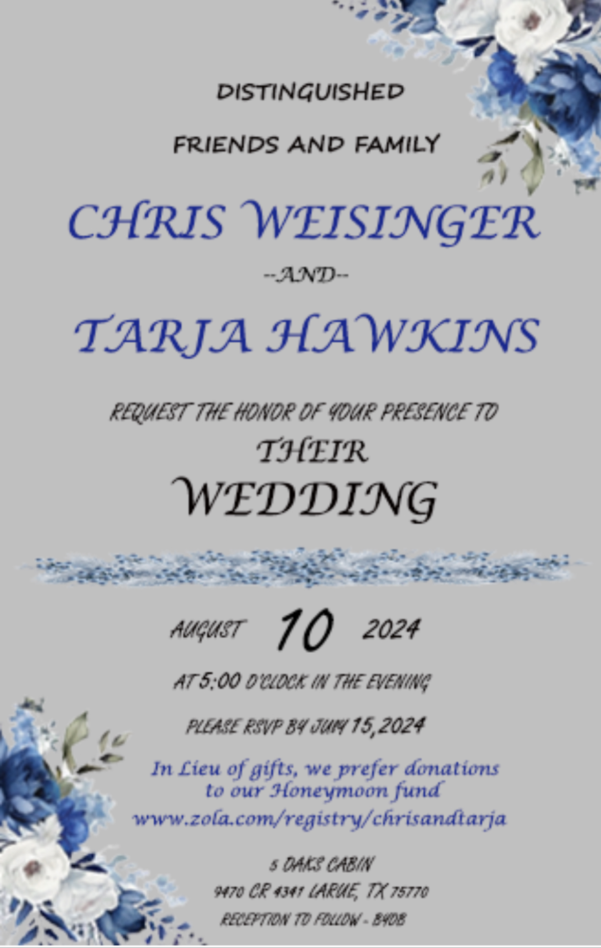 The Wedding Website of Chris Weisinger and Tarja Hawkins