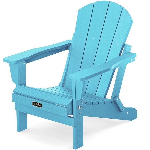 SERWALL Folding Adirondack Chair Outdoor Adirondack Chairs Weather Resistant Patio Chair - Light Blue