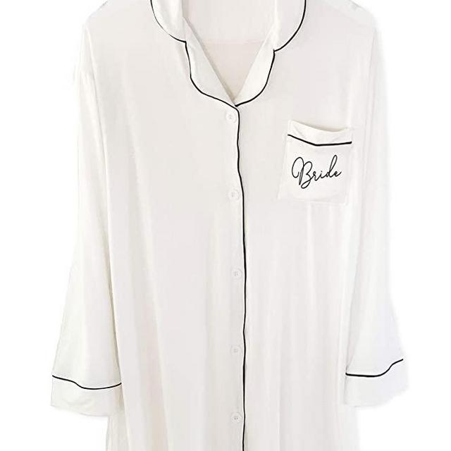 ModParty Bride Pajamas White Sleepshirt Bridal Shower Gift for Bachelorette