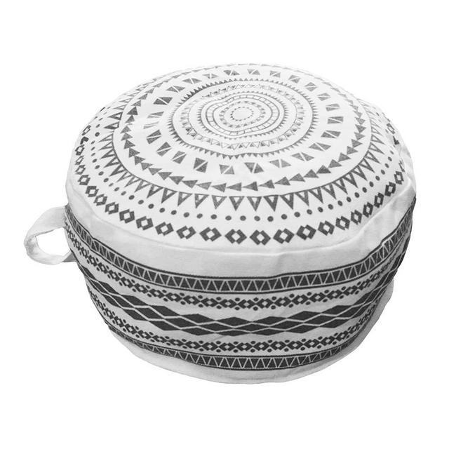Indoor & Outdoor Pouf Ottoman Cover Riarevt Unstuffed Boho Pouf Ottoman Foot Stool Foot Rest Storage Ottoman Floor Cushion Unfilled for Living Room Bedroom Patio Kids Room (Black)