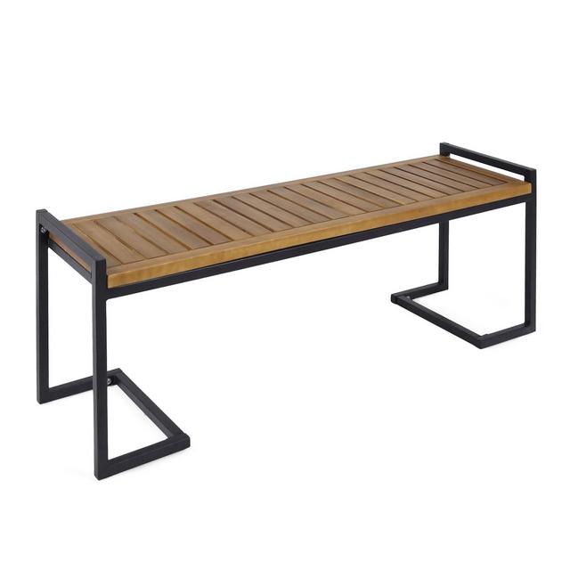 Hopkins Acacia & Iron Bench - Teak/Black - Christopher Knight Home