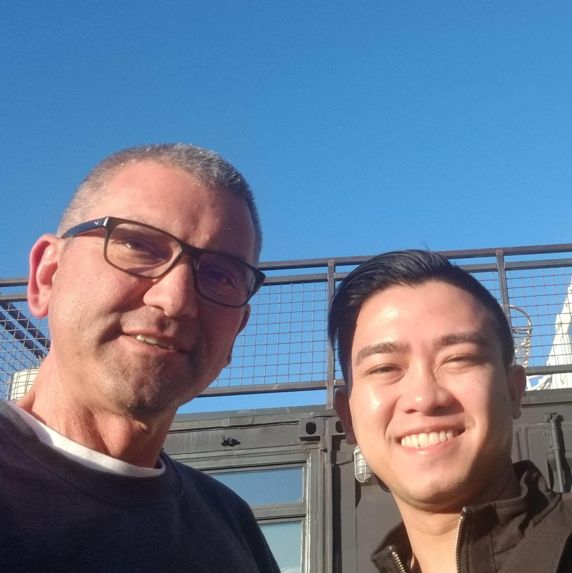 Our first photo together at Work and Class restaurant in Denver!