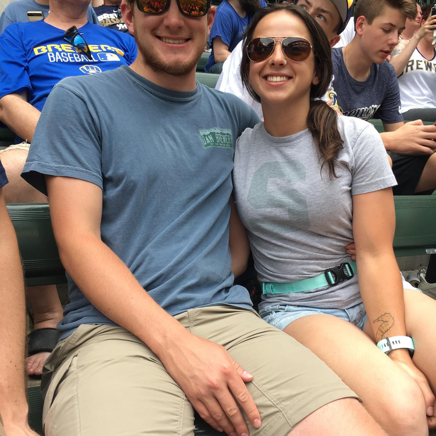 27 May 2018 - I invited myself to a Brewers game with Ryan and his friend, Justin. You can't tell here, but it was near 105 degrees that day!