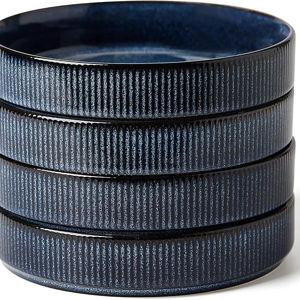 famiware Star 7.5" Pasta Bowls Set, Salad Bowl Set of 4, Double Reactive Glaze, Stackable, Ideal for Your Friend for Housewarming, Festivals, Nebulas Blue