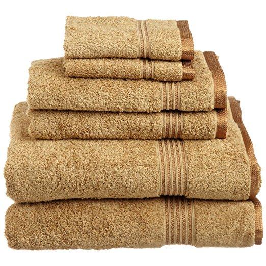 Superior Luxurious Soft Hotel & Spa Quality 6-Piece Towel Set, Made of 100% Premium Long-Staple Combed Cotton - 2 Washcloths, 2 Hand Towels, and 2 Bath Towels, Toast