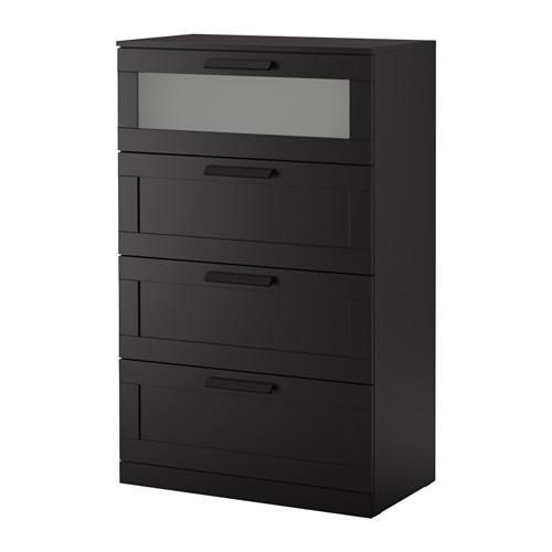 4-drawer dresser, black, frosted glass