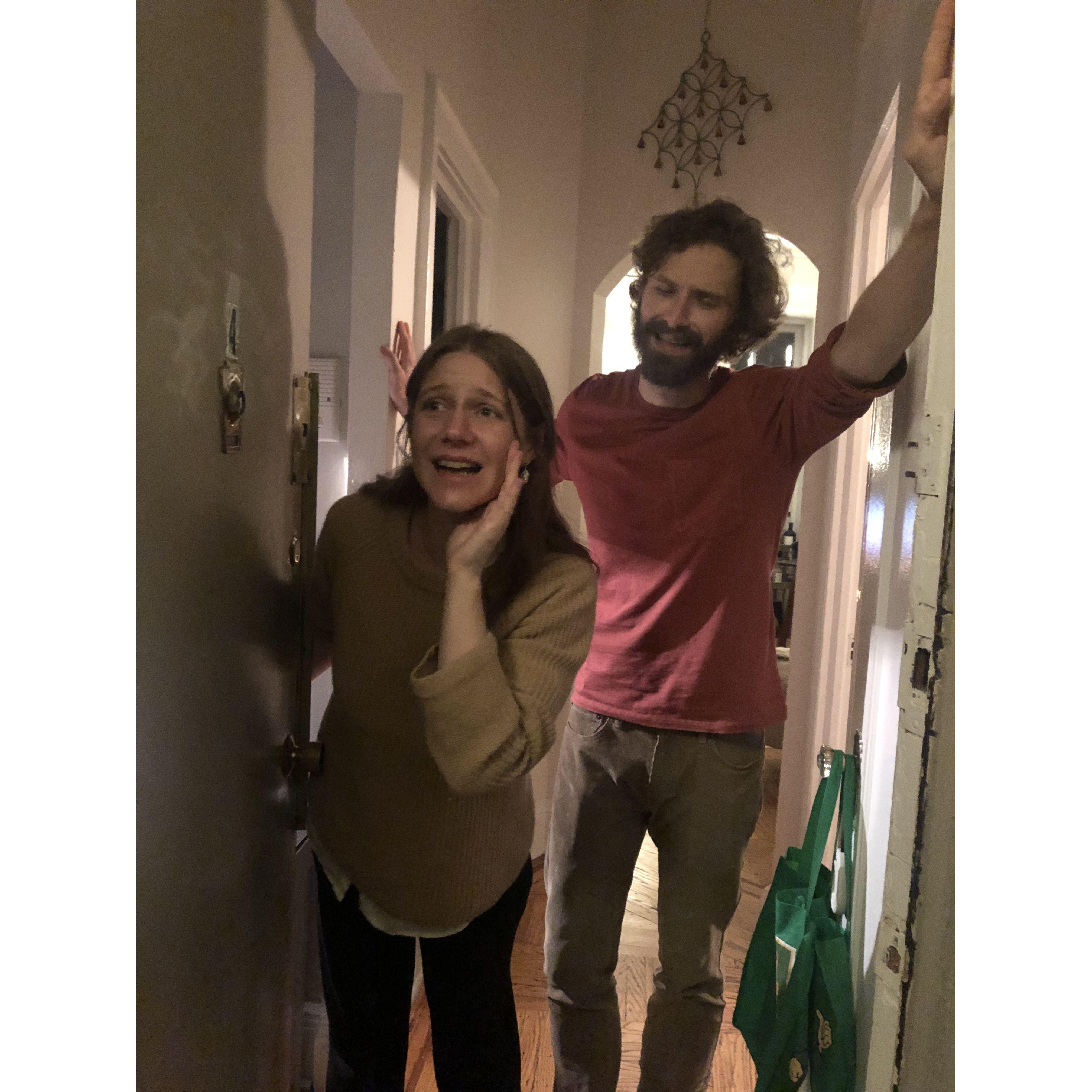 Begging our dinner guests not to leave us