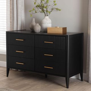 Primrose Mid-Century Fluted 6-Drawer Dresser