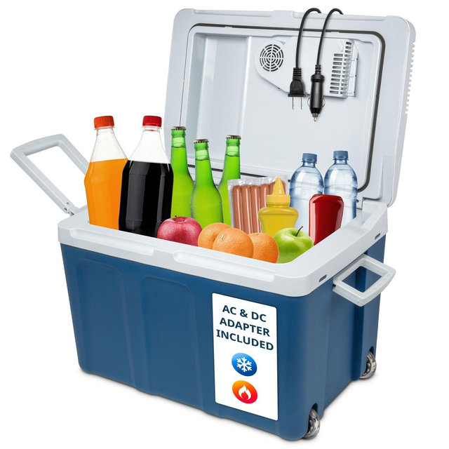 Ivation Electric Cooler & Warmer, 45 L Portable Thermoelectric 12 Volt Cooler with Wheels - Blue