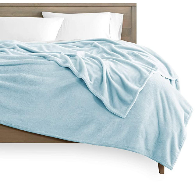 Bare Home Microplush Fleece Blanket - King Size - Ultra-Soft Velvet - Luxurious Fuzzy Fleece Fur - Cozy Lightweight - Easy Care - All Season Premium Bed Blanket (King, Light Blue)