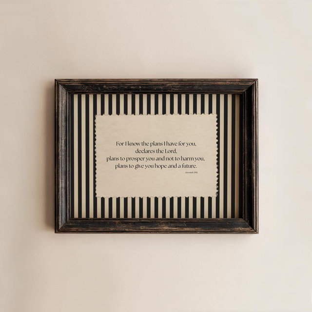 PHYSICAL PRINT Striped Bible Verse Wall Art, Jeremiah 29:11 Scripture Print, Christian Home Decor, Vintage Scripture Poster