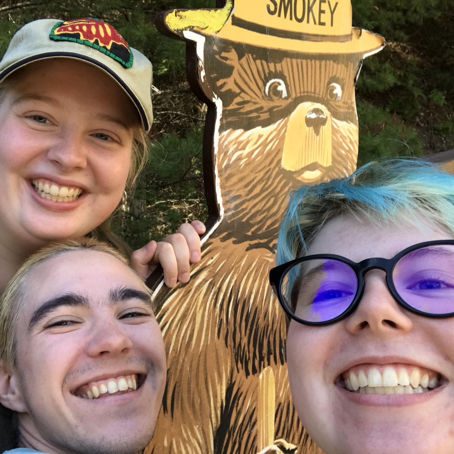 EQ: And Erin came on their first Quinlan family trip up north - a Smokey the Bear selfie is a must!