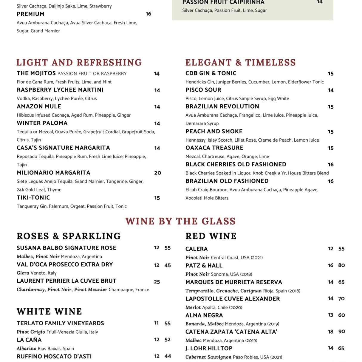 Cocktail Menu