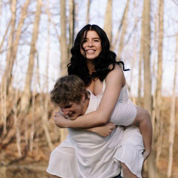 Having some fun at our engagement photoshoot!