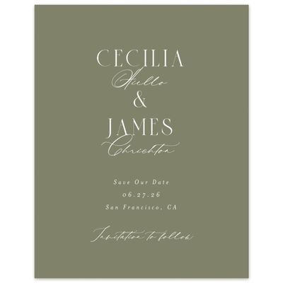 Khaki Green Wedding Digital Save the Date - Shahira Classic