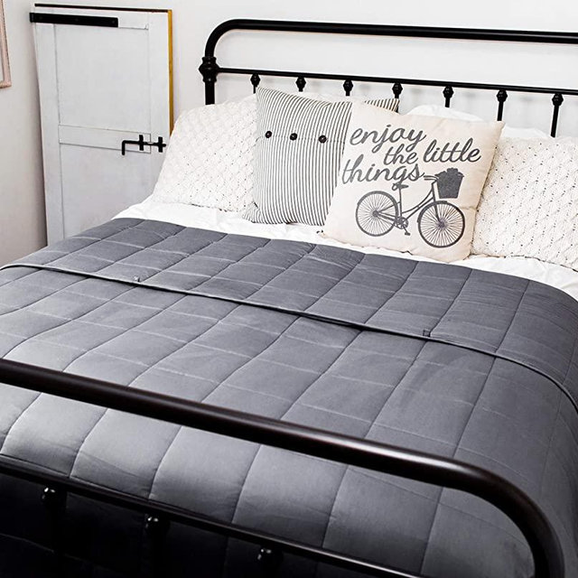 Weighted Blanket King Size 40lbs 88x104 - 400 Thread Count Ultra Soft Cotton - Provides Heavy Pressure Perfect for Couples & California King Beds (40 lbs Grey)
