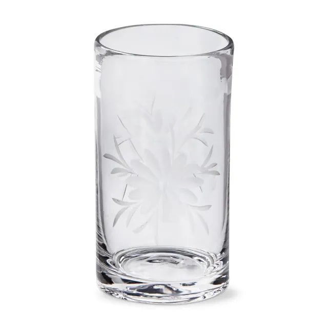 Tag Fleur Etched Glass Tumbler - 17oz Clear Drinkware for Summer - Hand Wash Only - 5.5" H x 3" L x 3" W