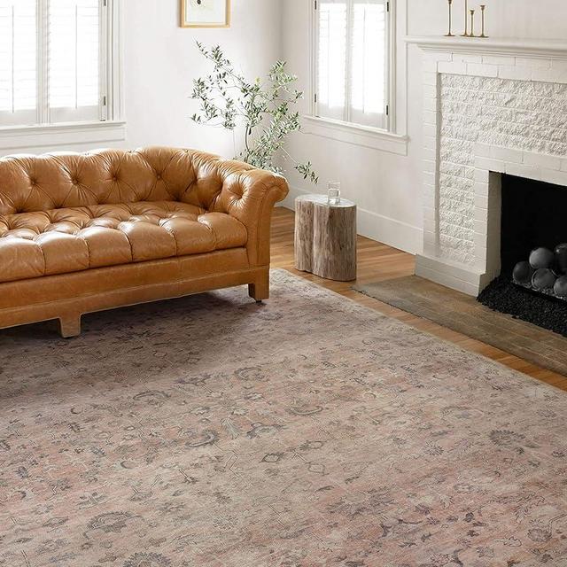 Loloi II Hathaway Collection HTH-06 Blush/Multi, Traditional 3'-6" x 5'-6" Accent Rug