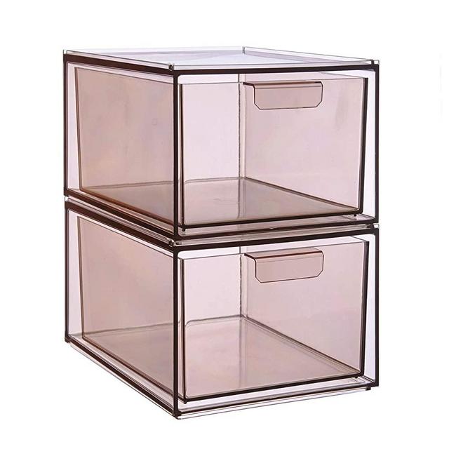 STORi Mod Stackable Pantry Storage Drawers 4-1/2" Tall | set of 2 | Mocha Mist