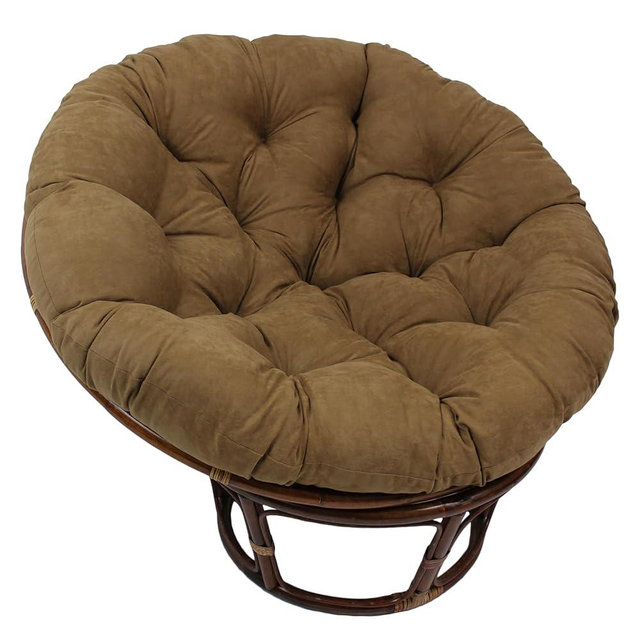 Blazing Needles Solid Microsuede Papasan Chair Cushion, 52" x 6" x 52", Camel