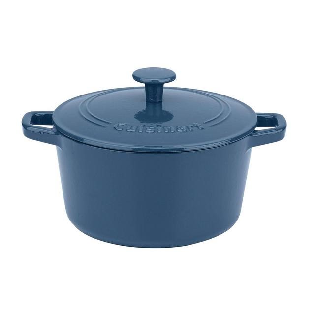 Ayesha Curry Enameled Cast Iron Dutch Oven with Lid, 6 Quart, Anchor Blue 