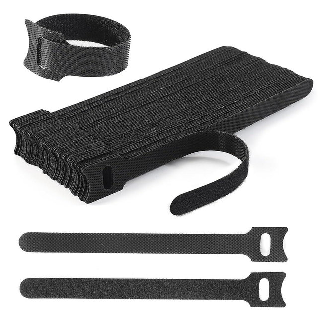 Nettbe 60 PCS 8 Inches Reusable Cable Ties, Adjustable Cord Straps, Cable Organizer, Cord Wrap and Hook Loop Cords Management - Black