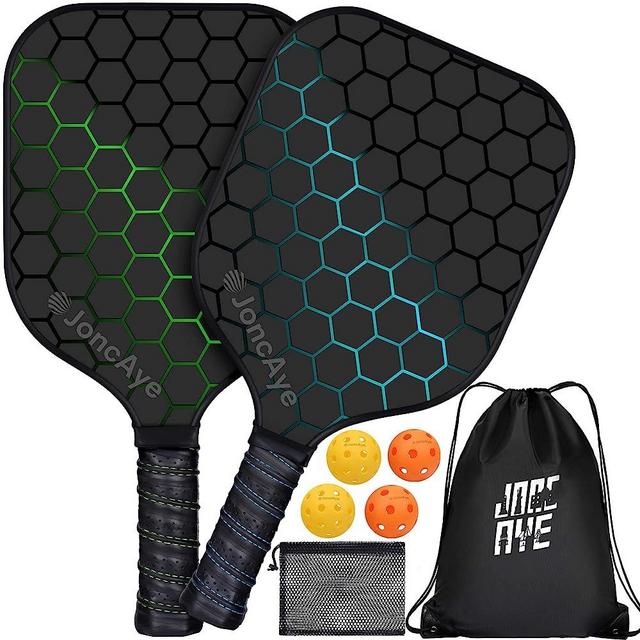 Pickleball-Set of 2, JoncAye Pickleball-Paddles with 4 Balls, Paddle Case, Ball Bag, Ball Retriever | Lightweight Pickle-Ball-Paddle-Set-of-2 and Accessories for Adults, Kids, Beginners Intermediates