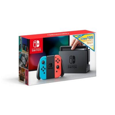 Nintendo Switch with Neon Blue and Neon Red Joy-Con + $35 Nintendo eShop Credit Download Code