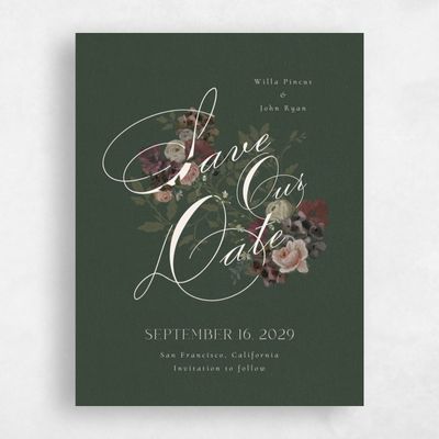 Deep Forest, Green Wedding Save the Date - Bourgeon Portrait