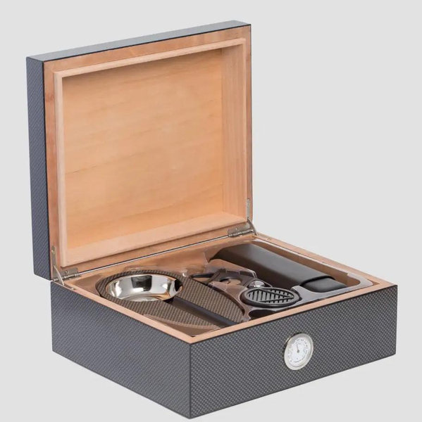 Carbon Fiber Cigar Humidor & Accessories Set