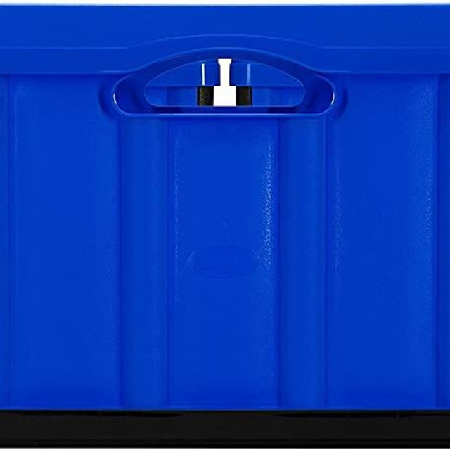 CleverMade 46L Collapsible Storage Bins - Durable Plastic Folding Utility Crates, Solid Wall Stackable Containers for Home & Garage Organization, No Lid, Royal Blue, 3 Pack